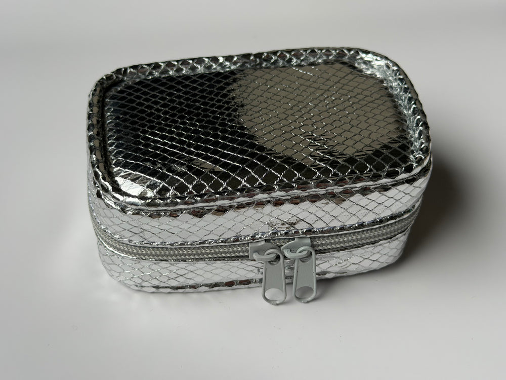 Estuche Mini Plateado Rombos