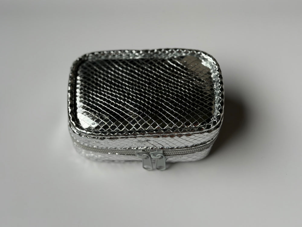 Estuche Mini Plateado Rombos