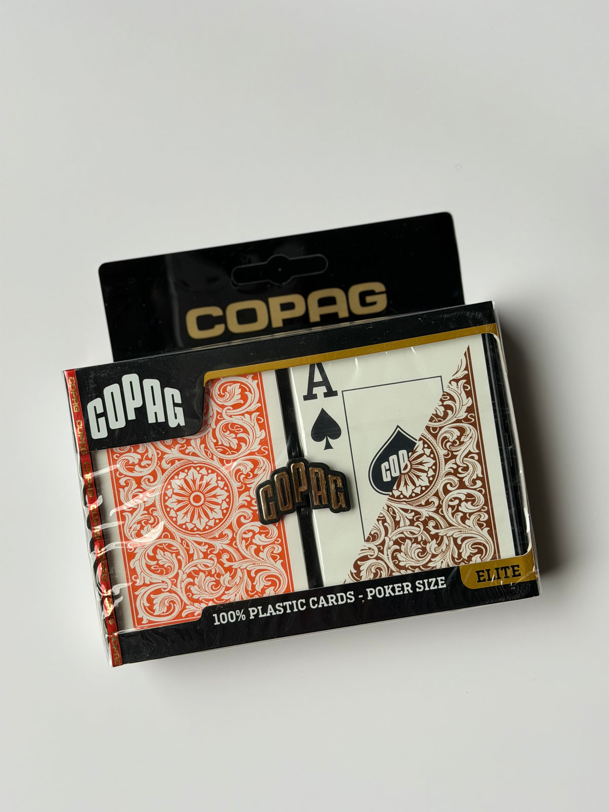 Cartas COPAG Poker Size Naranja con Cafe