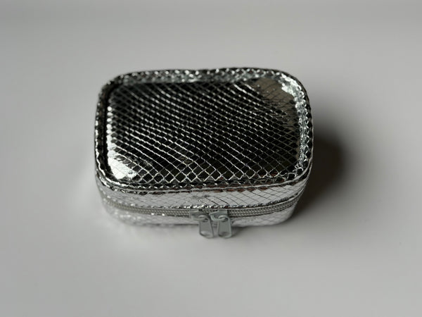 Estuche Mini Plateado Rombos