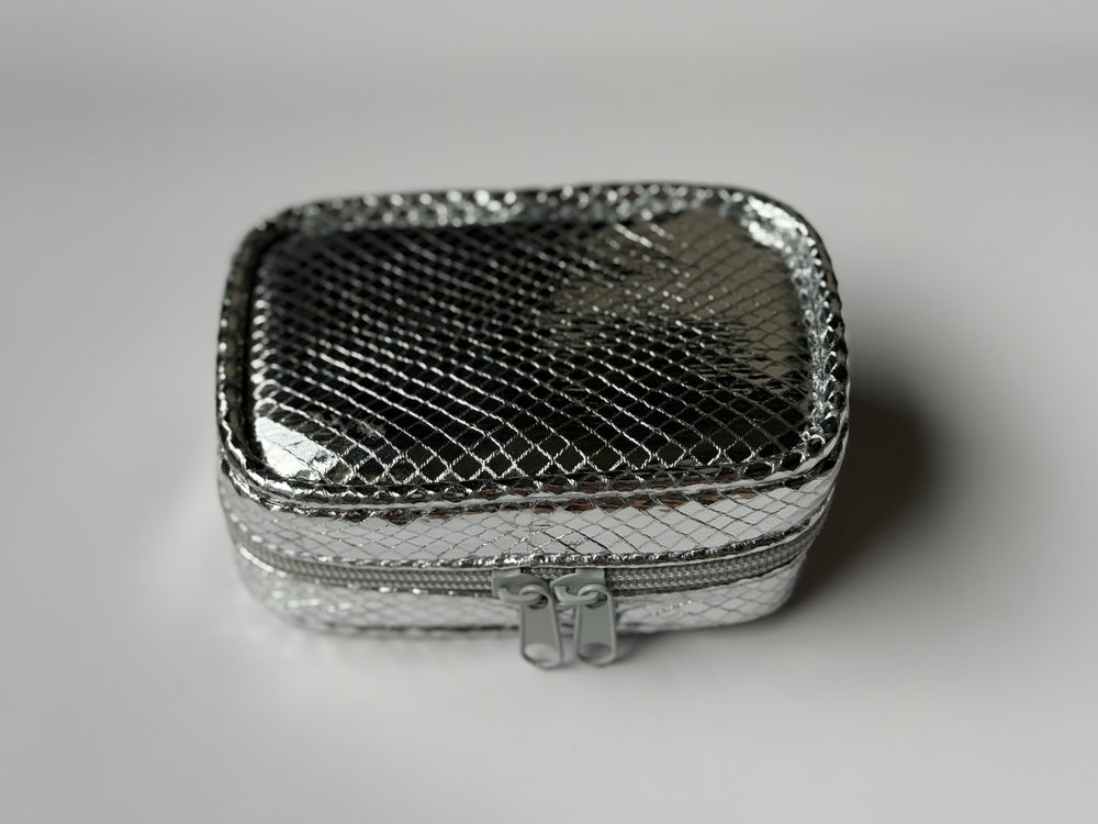 Estuche Mini Plateado Rombos